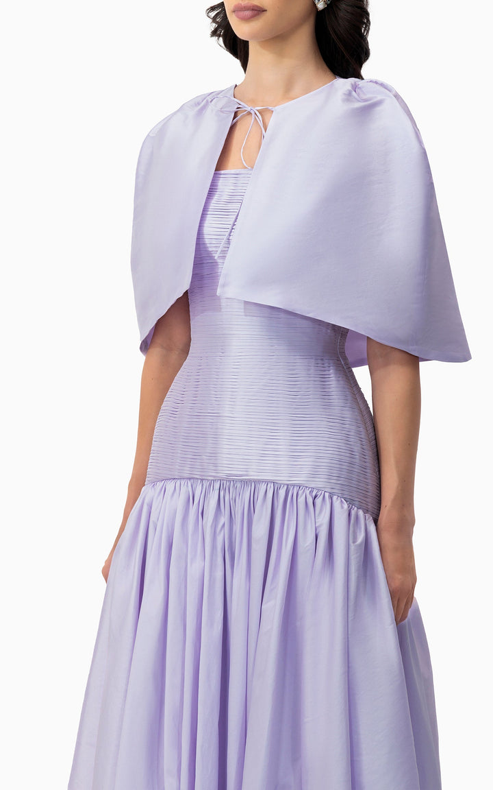 فستان ميدي مكشكش مع عباءة صغيرة متناسقة – مايلا