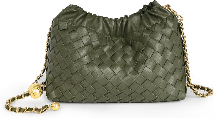 编织藤条手提包，配有双层皮革手柄 – LÉONIE 