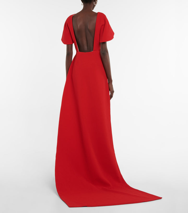 cape-shoulder gown with back slit – OCEANE