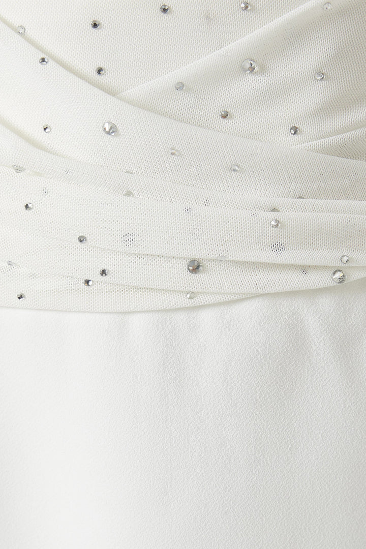 embellished draped gown with cinched waist – CELINA