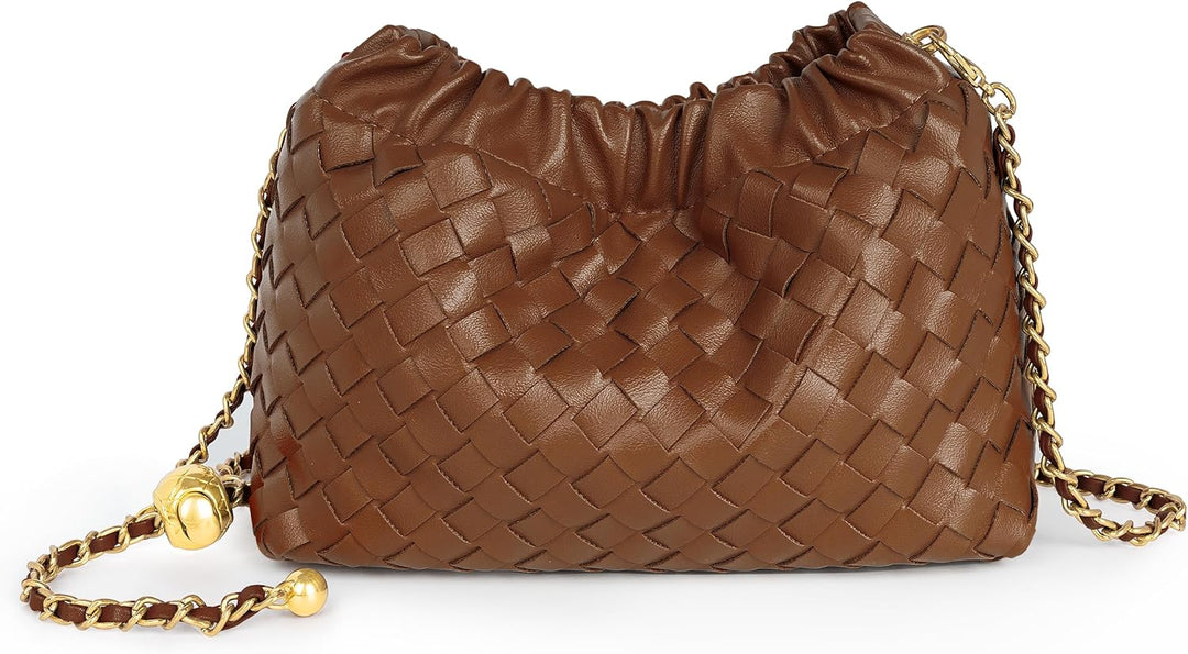 编织藤条手提包，配有双层皮革手柄 – LÉONIE 