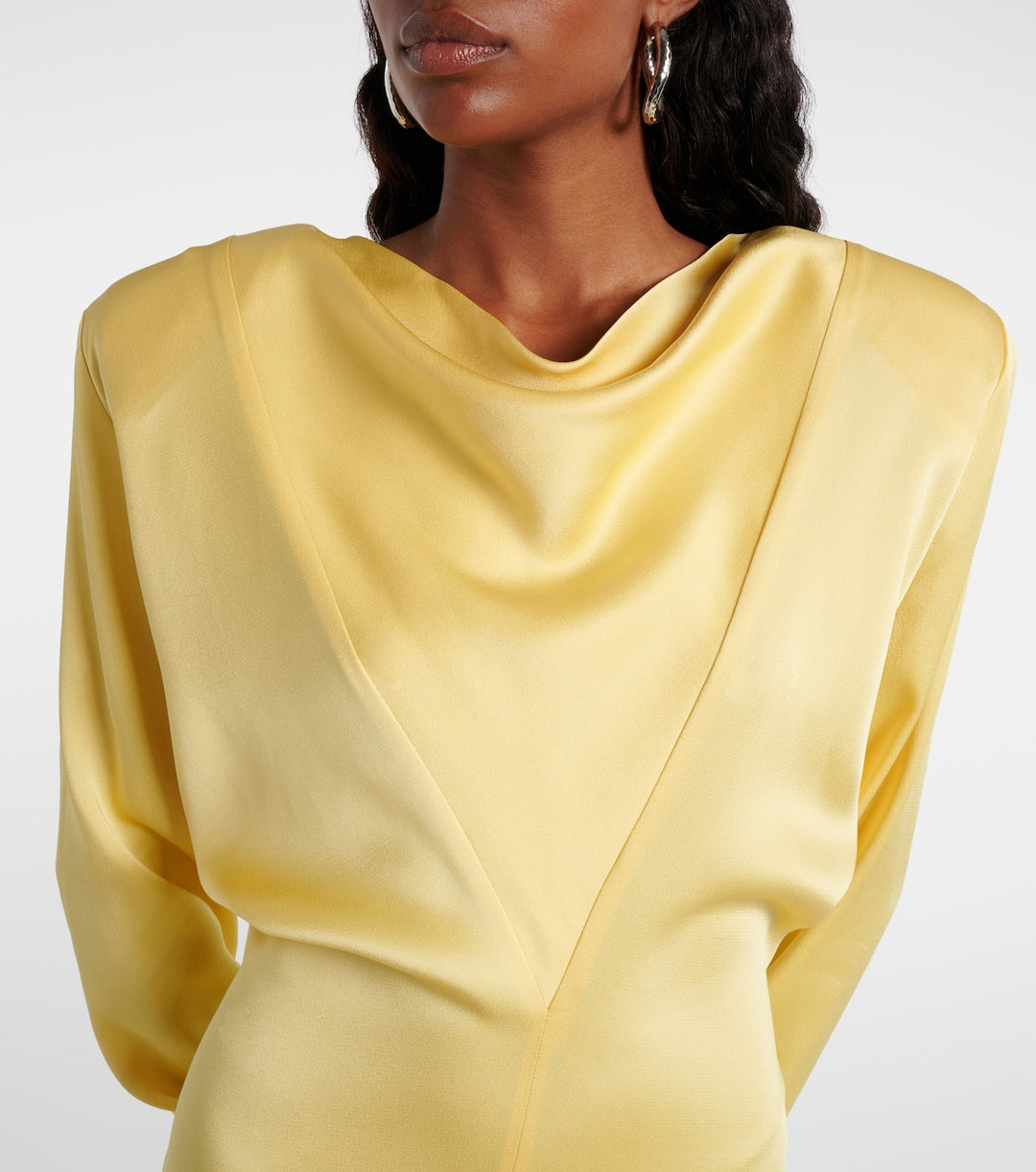 draped satin long-sleeve gown – SOLIENE