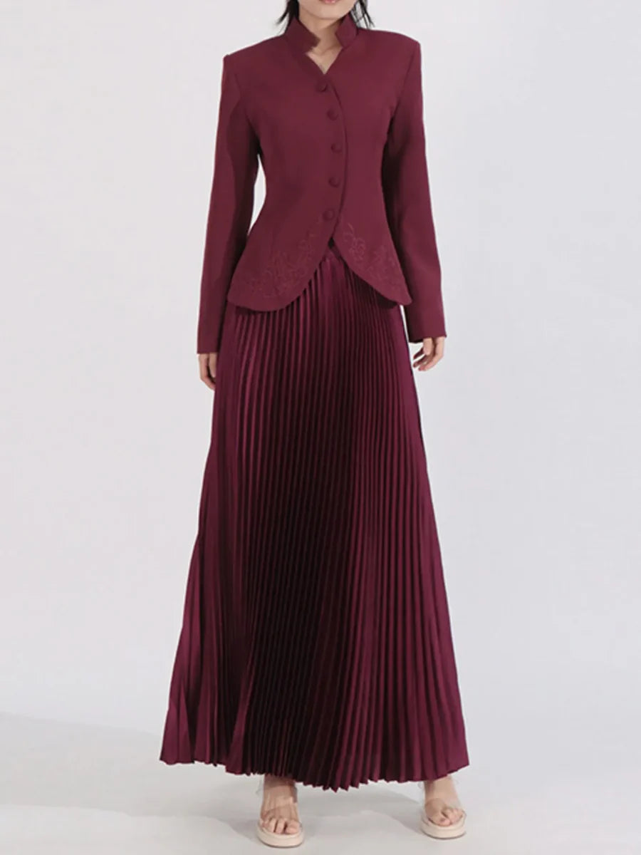 تنورة ماكسي مطوية مع بليزر مطرز – روبينا