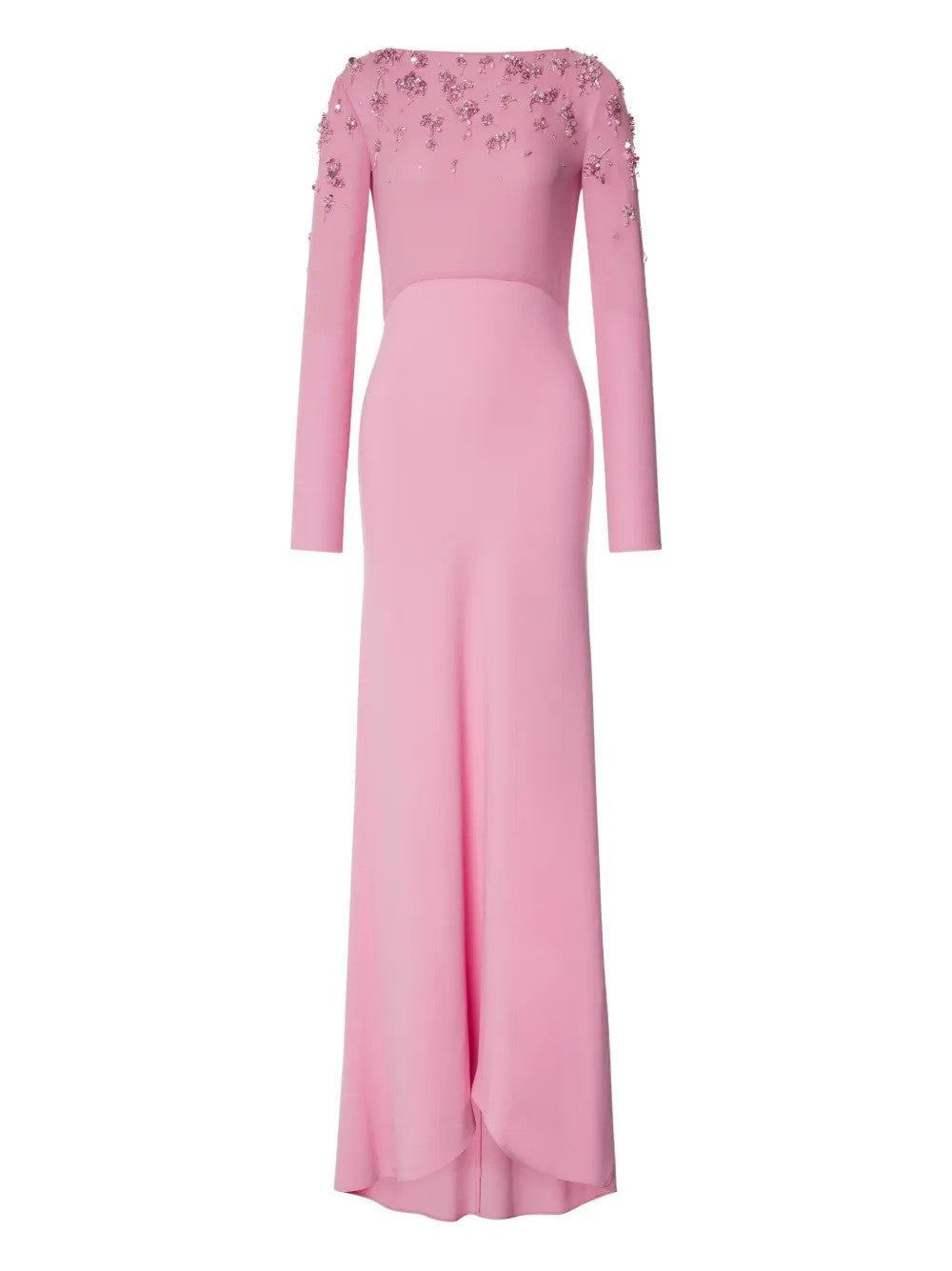 long-sleeve gown with embellished sheer yoke – ROSABEL