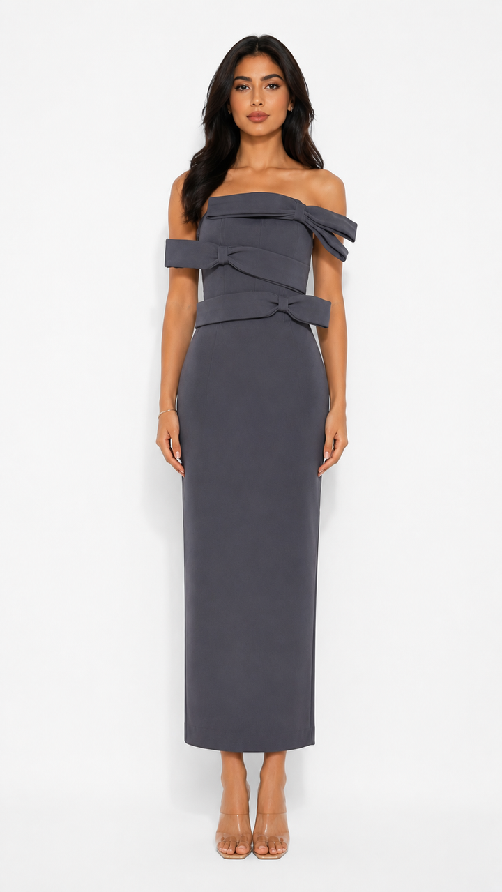 Bow Detail Midi Dress - Chic