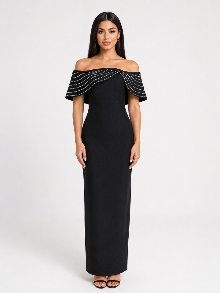 Elegant Off-Shoulder Evening Gown - Glamour