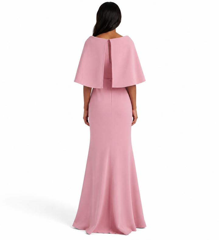 Blush Cape Bow Gown - Roselle
