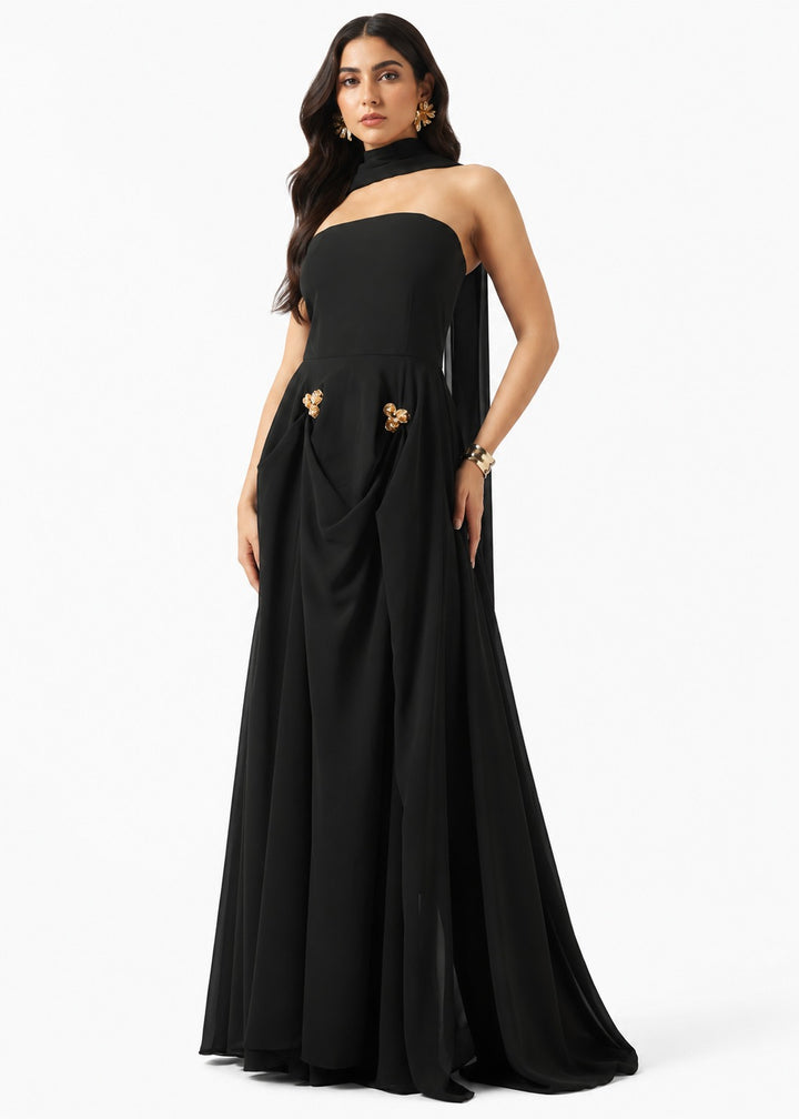 Strapless Draped Maxi Dress - Cream