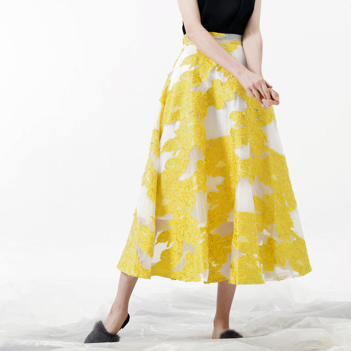 floral jacquard midi skirt – LUMINA