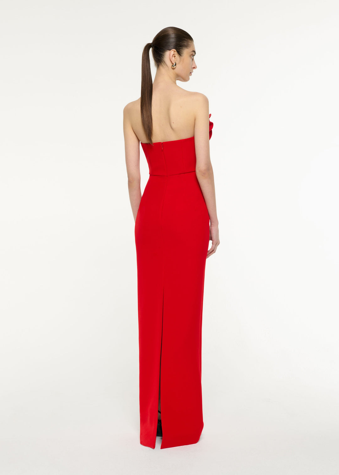 one-shoulder midi dress with sculpted rosette – ROSABELLE