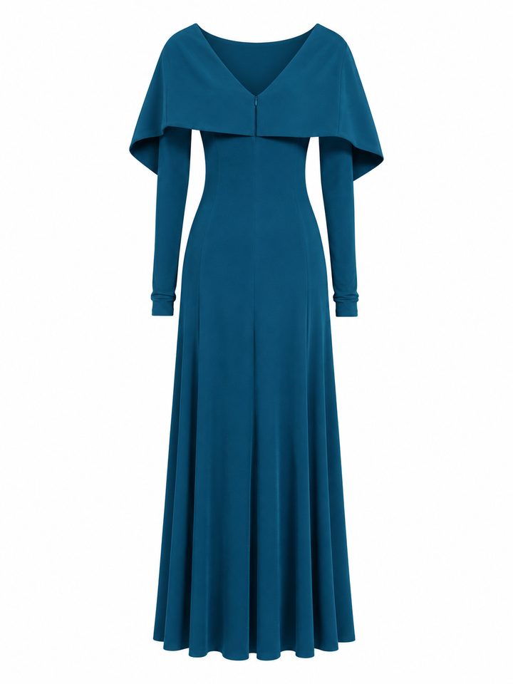 Draped Off-Shoulder Maxi Dress - Ocean