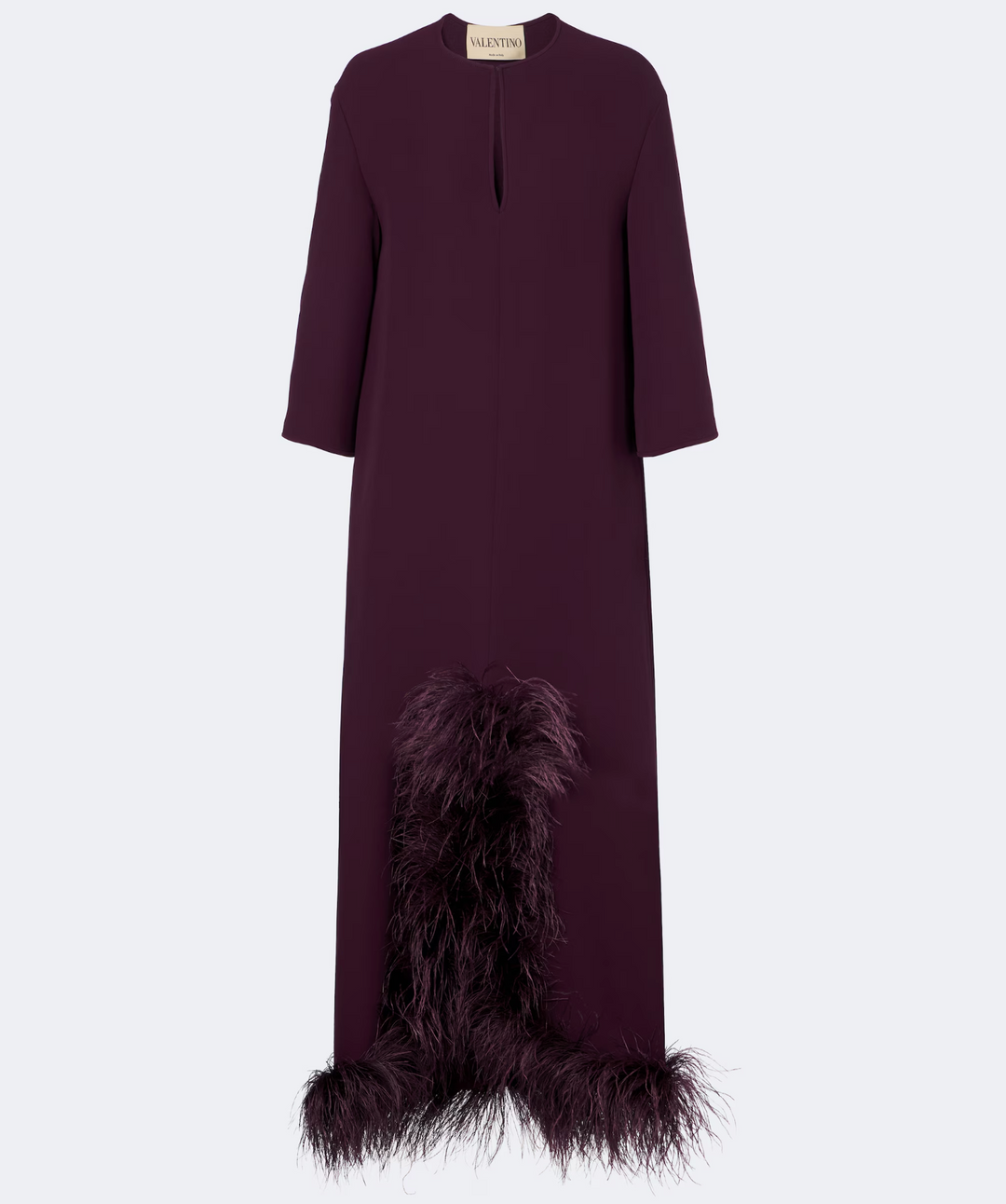 Feather-Trimmed Maxi Dress - Plum