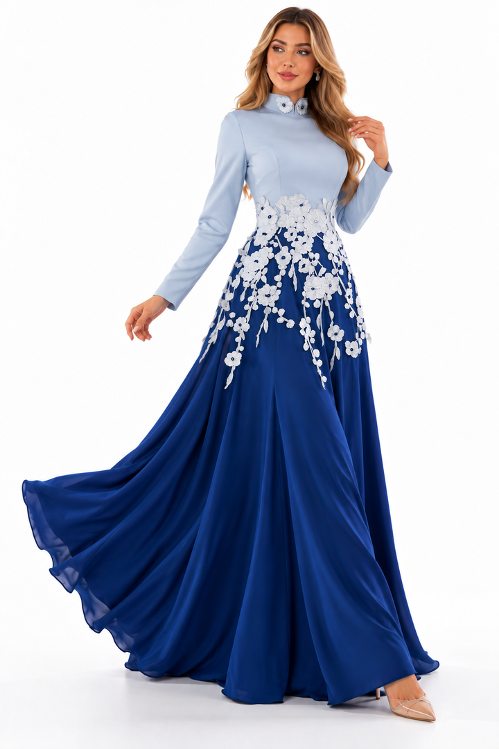 Floral Appliqué Two-Tone Evening - Celestia