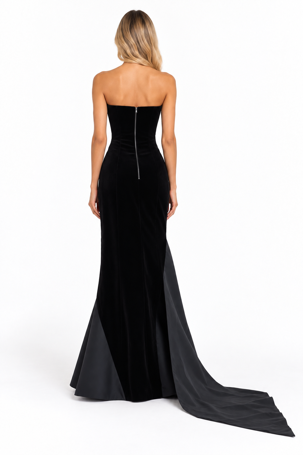 Black Strapless Ruffled Mermaid Maxi Dress - Ravenna