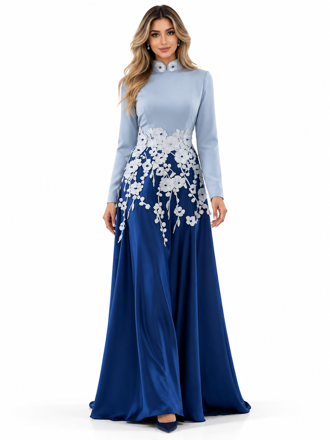 Floral Appliqué Two-Tone Evening - Celestia