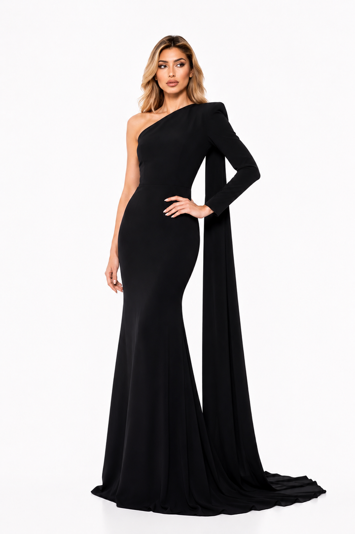 One-Shoulder Mermaid Gown – Merlot