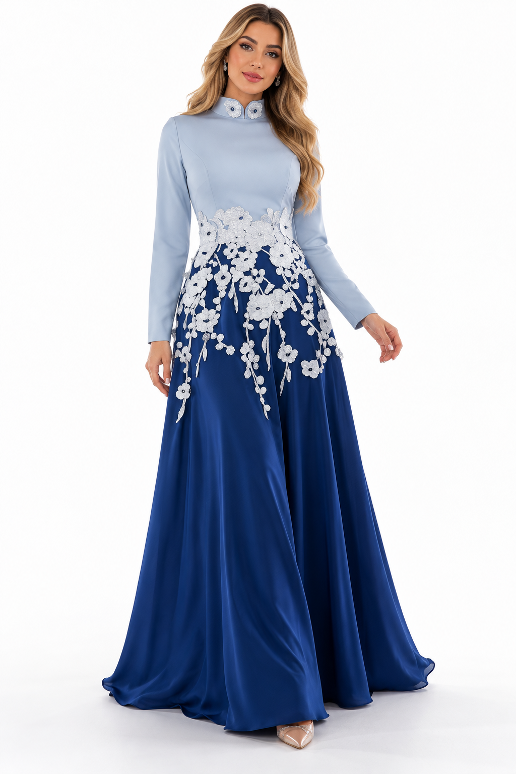 Floral Appliqué Two-Tone Evening - Celestia