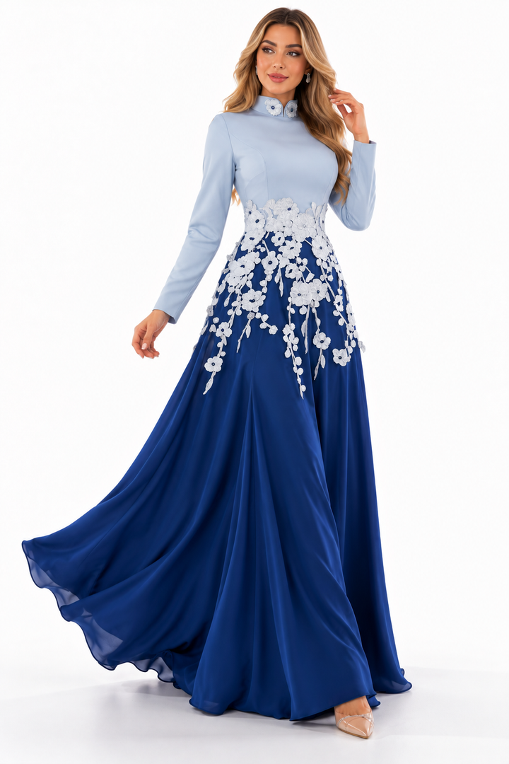 Floral Appliqué Two-Tone Evening - Celestia