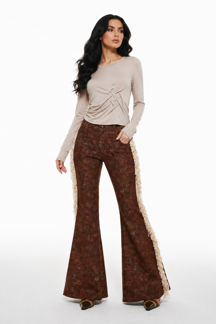 Floral Fringe Flare Pants – Sienna