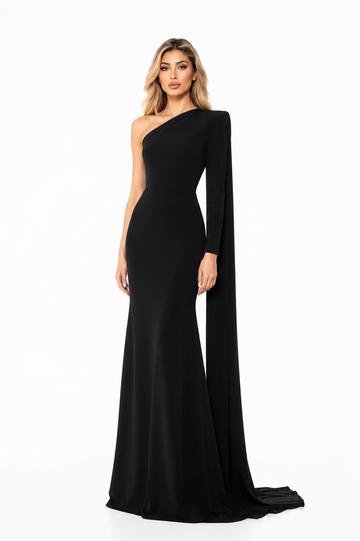 One-Shoulder Mermaid Gown – Merlot