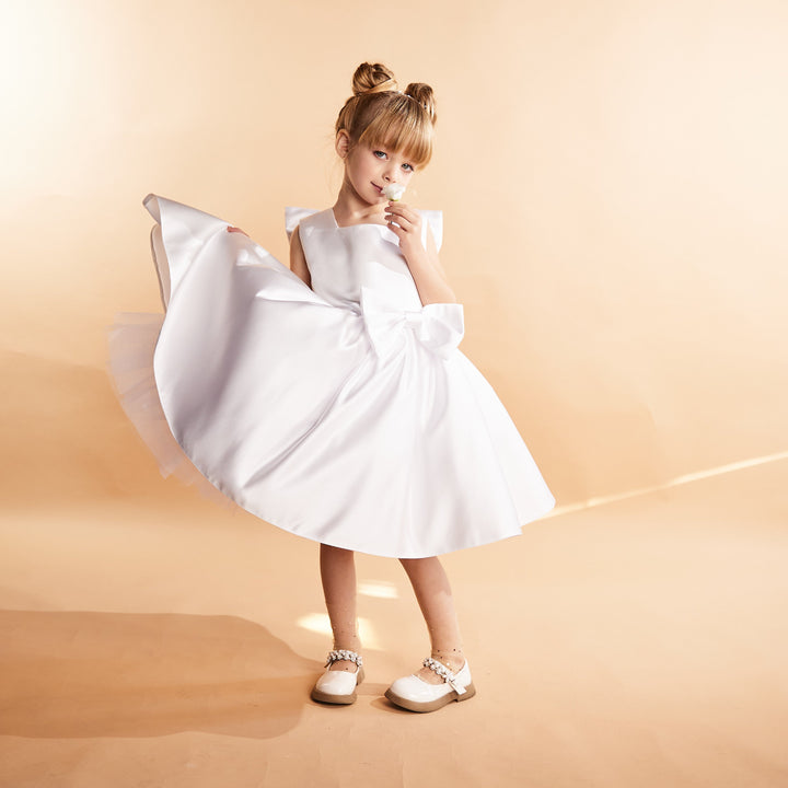 Sleeveless Royal Blue Flared Dress with Bow Detail – CELINE