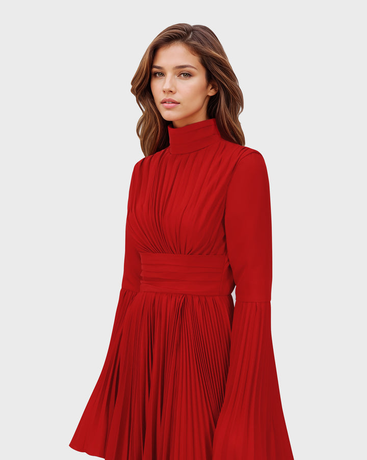 Pleated dress with bell cuffs - JOVAAN