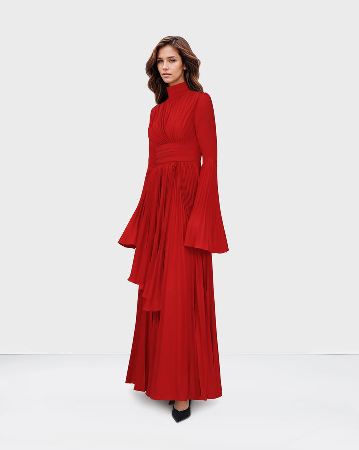 Pleated dress with bell cuffs - JOVAAN