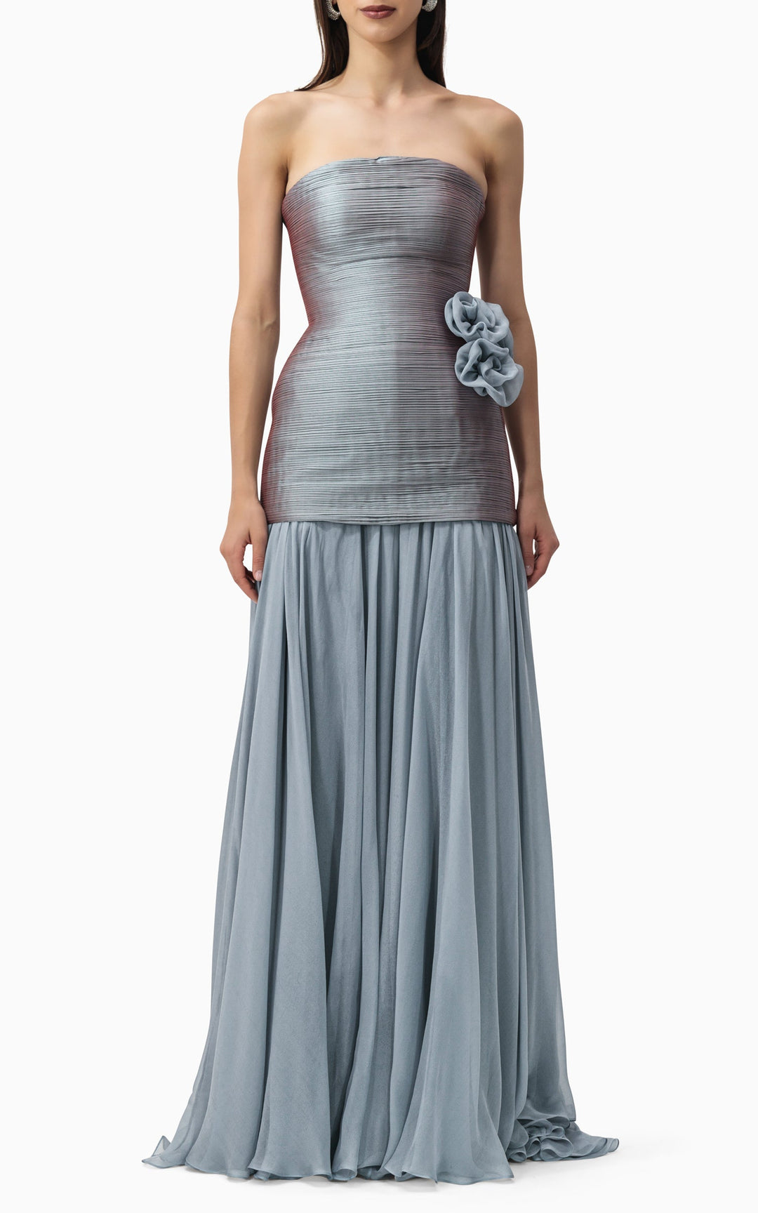 strapless ombré gown with floral waist detail – AURORA