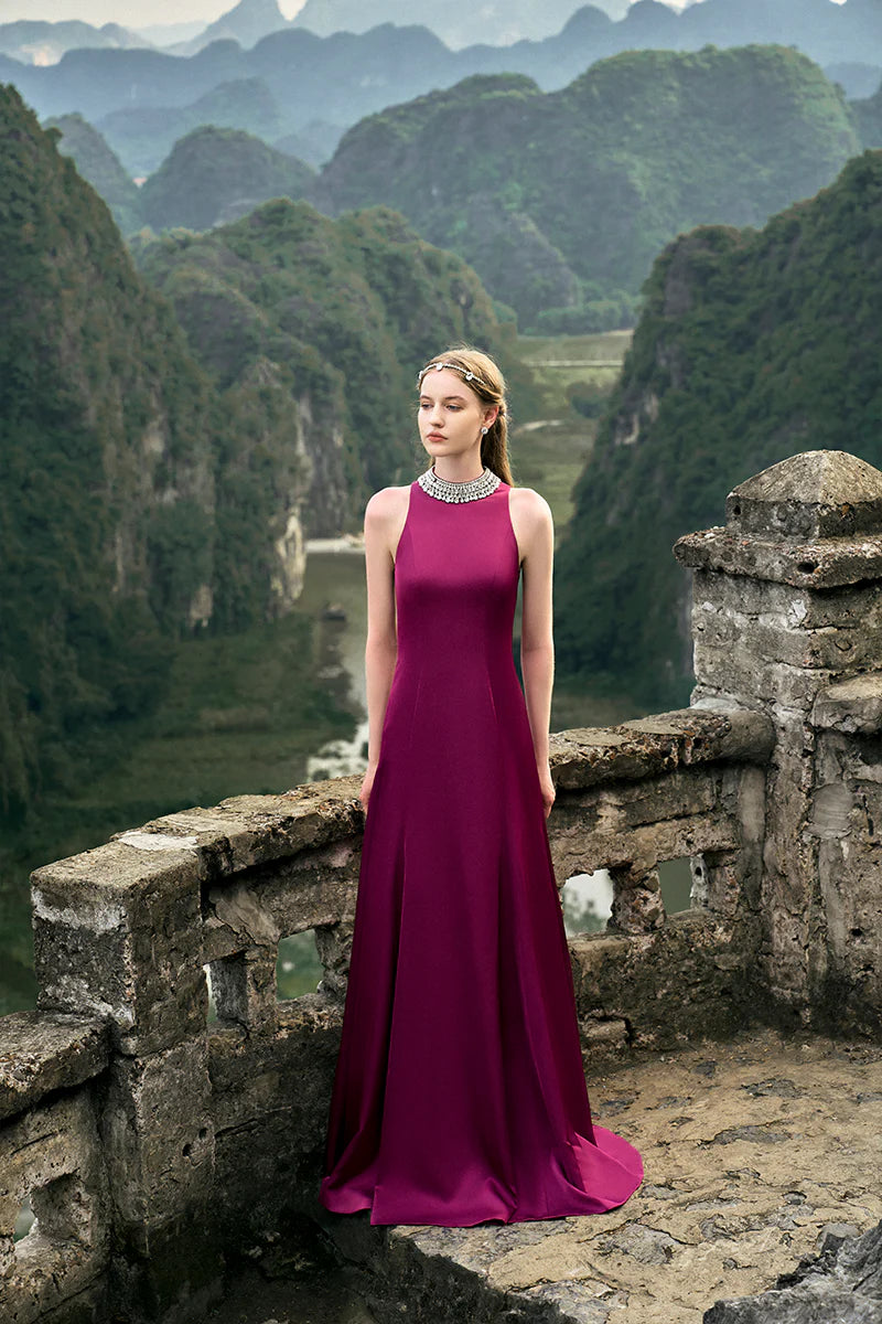 halter A-line gown with embellished collar – MAGENTAE