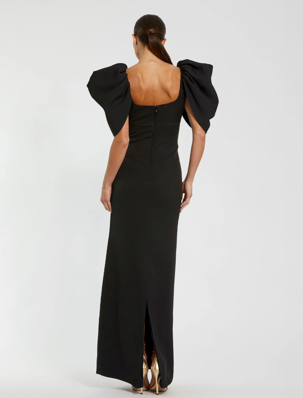 Sculptural Puff Sleeve Gown - Noir