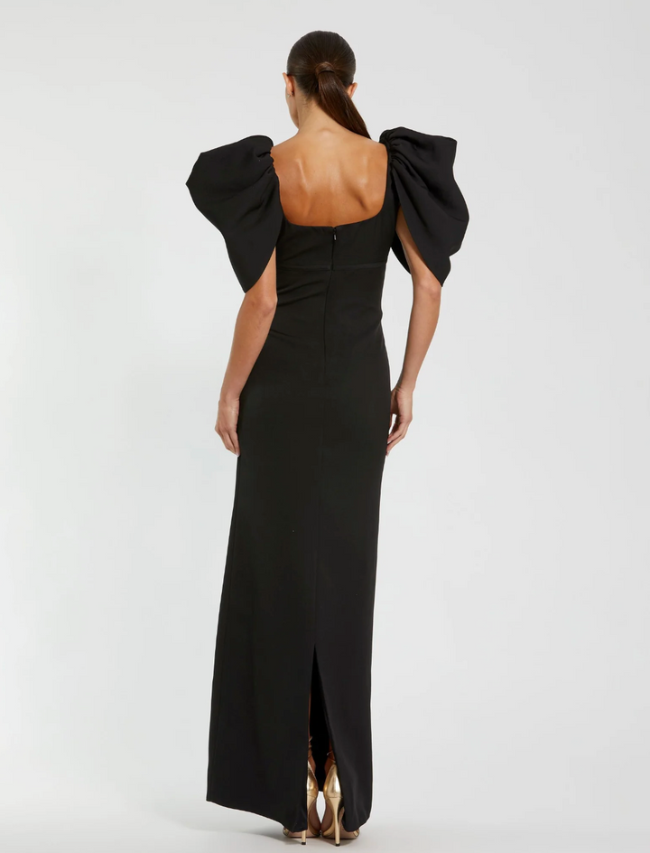 Sculptural Puff Sleeve Gown - Noir