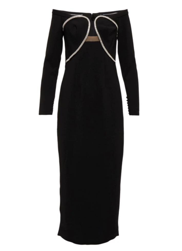 Black Off-Shoulder Cut-Out Midi Dress – VELVETTA