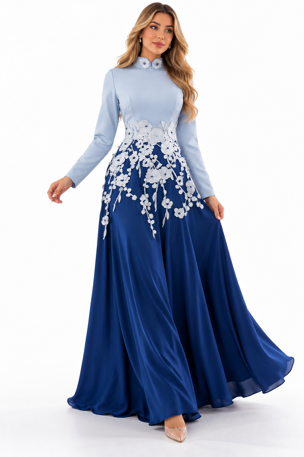 Floral Appliqué Two-Tone Evening - Celestia