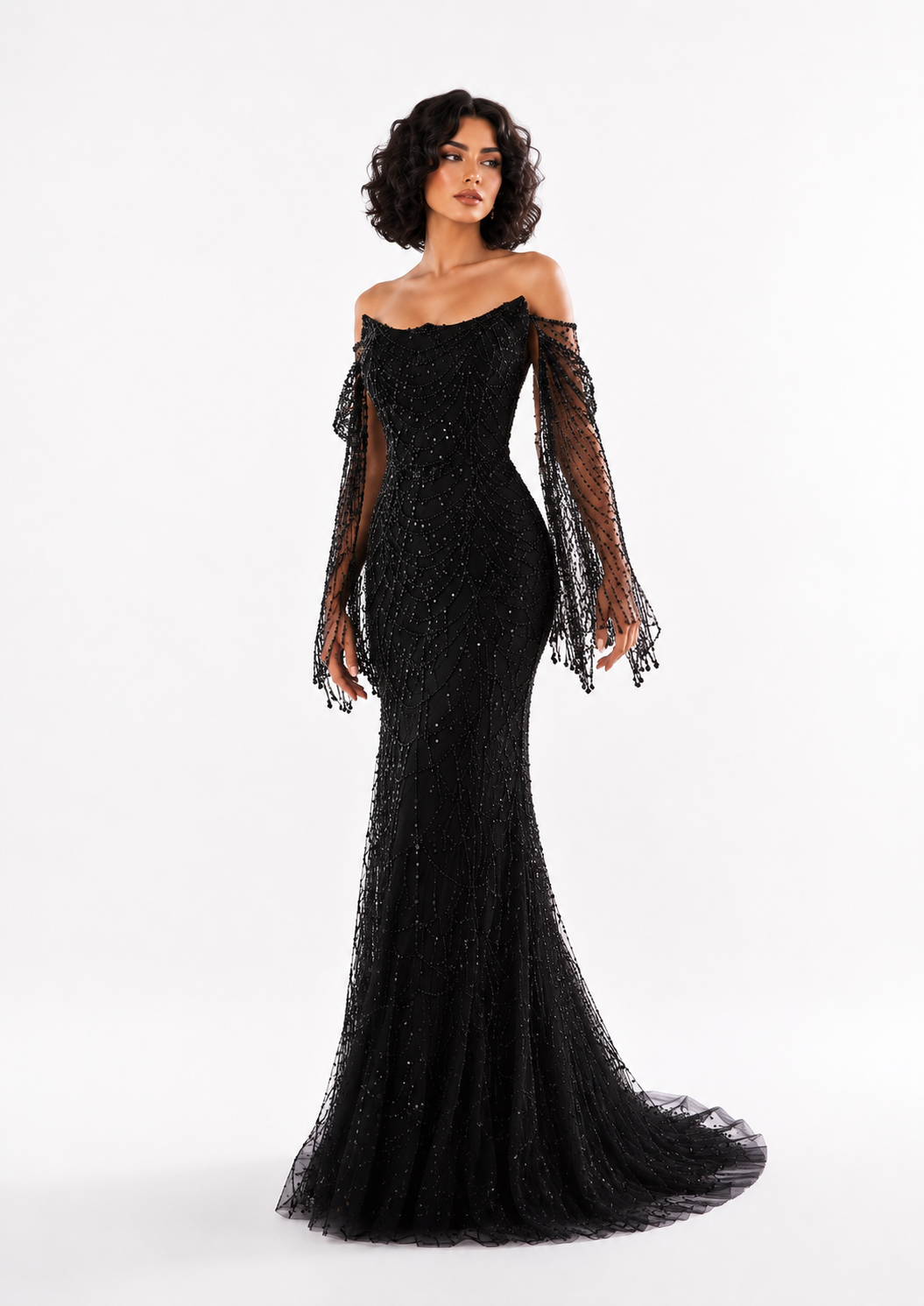 Crystal Draped Strapless Gown – VERDENA