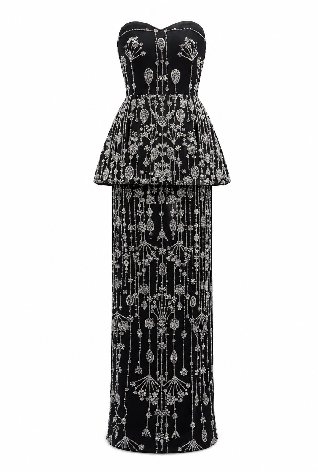 Crystal Embellished Peplum Gown – NOIRE