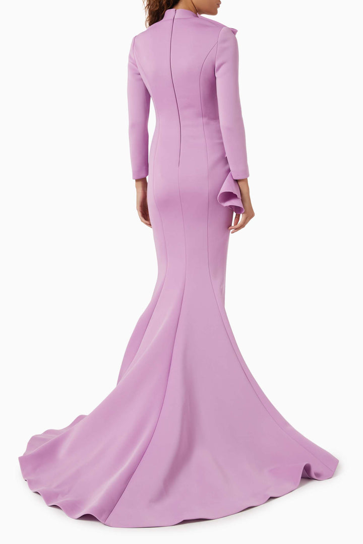 Sculpted ruffle gown with mermaid train – LILORA