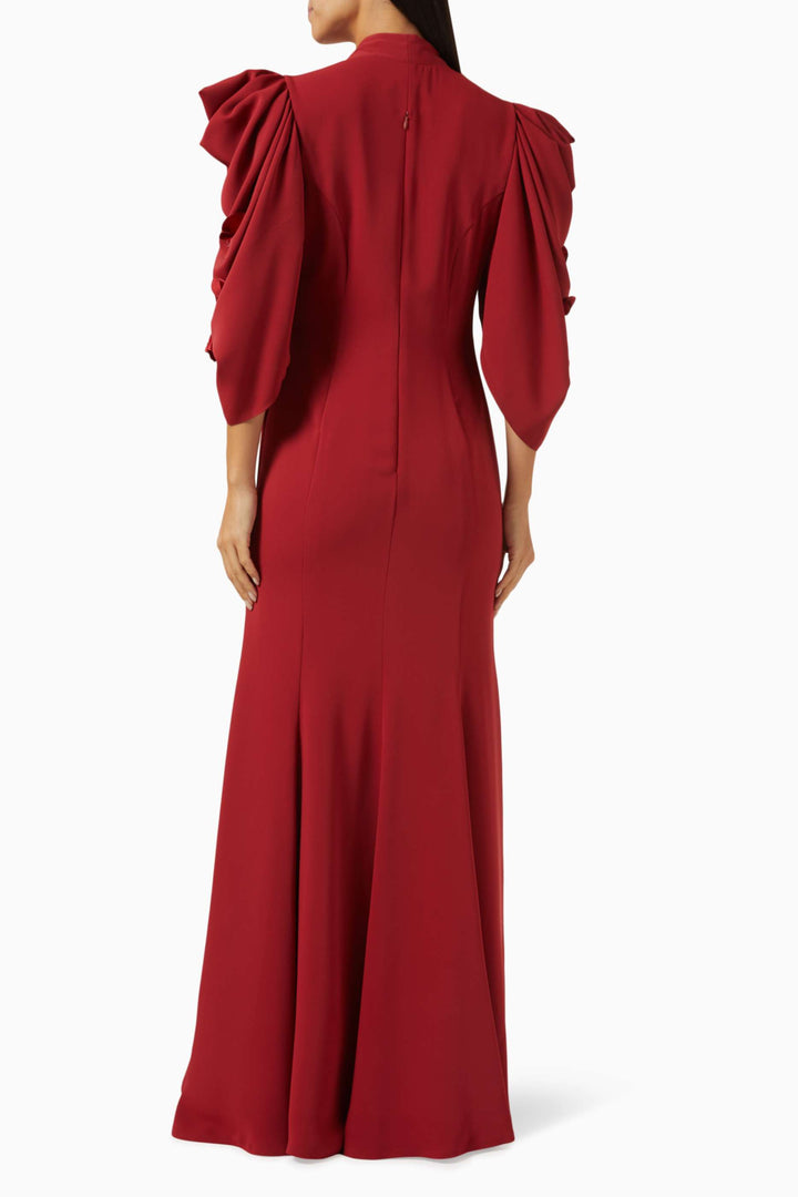 flowy gown with sculpted embellished sleeves – SERENE