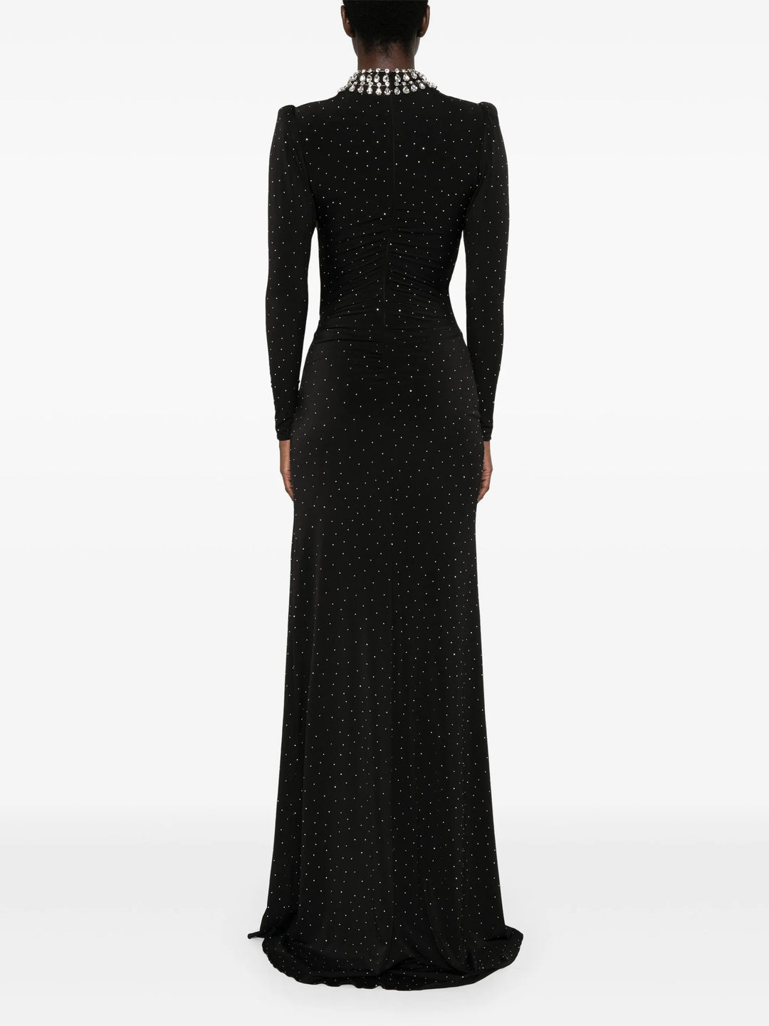 crystal-embellished gown with high slit – STELLARA