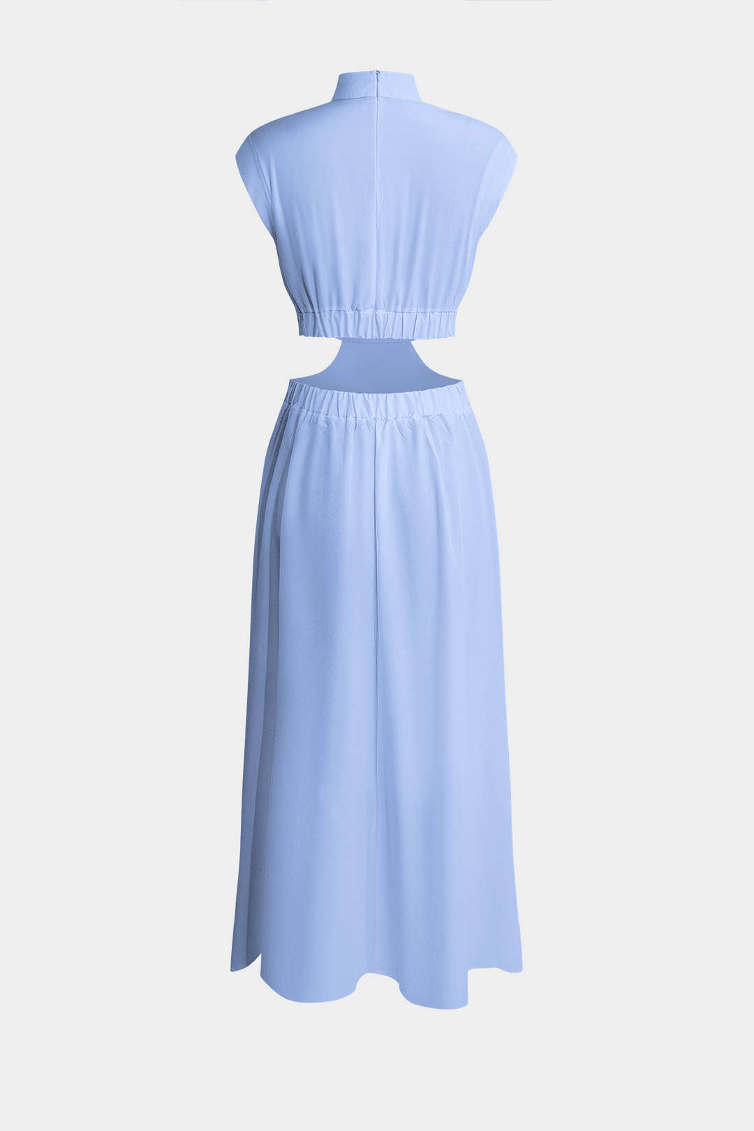 Mock Neck Cut Out Pleated Maxi Dress –