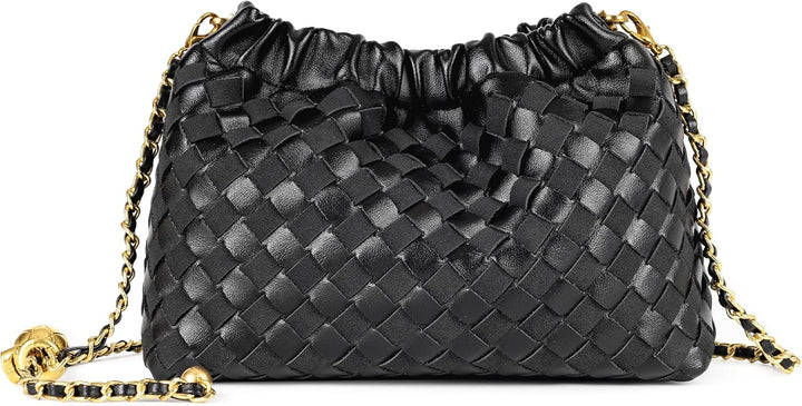 编织藤条手提包，配有双层皮革手柄 – LÉONIE 