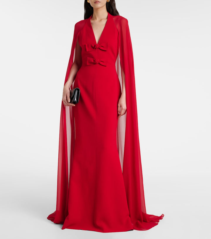 cape gown with front bows – SCARLETB