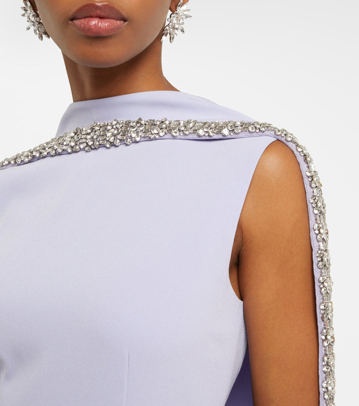 embellished cape-sleeve column gown – LAVINIA