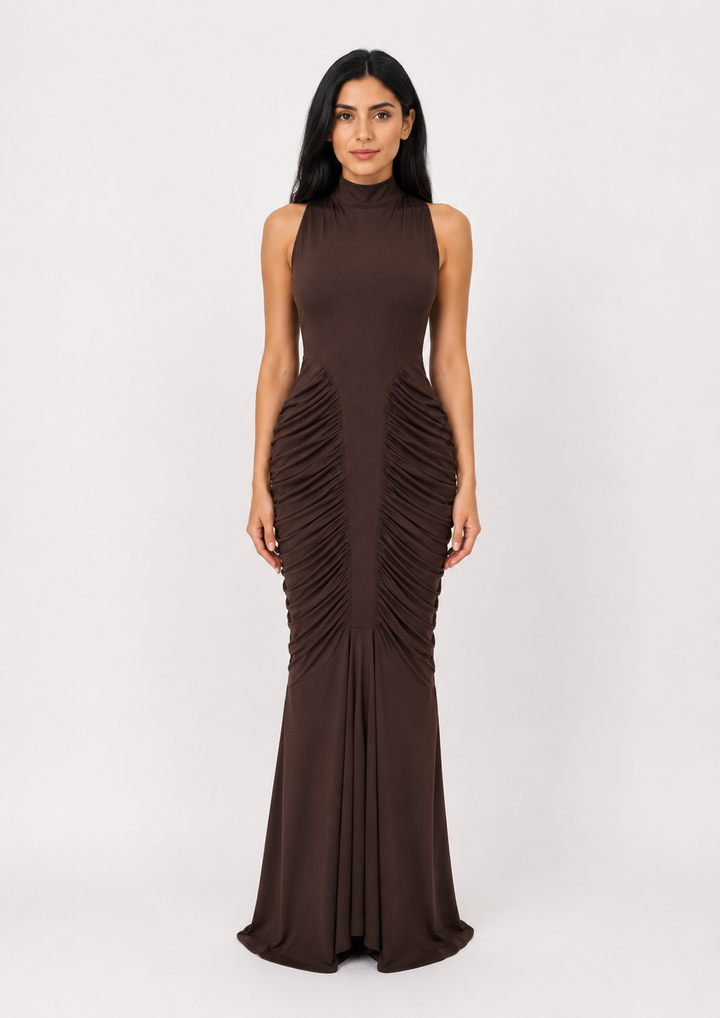Ruched Sculpted Mermaid Gown — Ivory