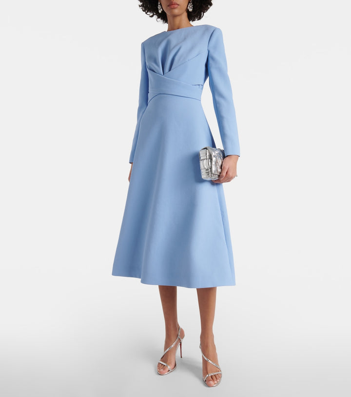 long-sleeve midi dress with draped waist – SILVEN