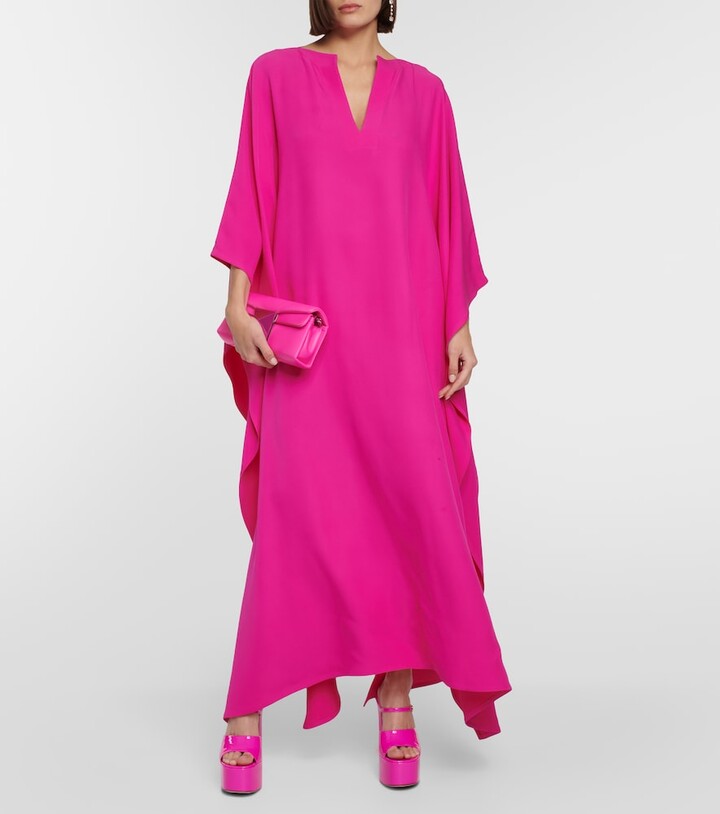 Flowing V-neck kaftan dress – FUCHSIA