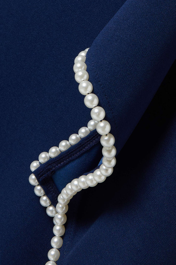 long-sleeve gown with pearl-trimmed flared cuffs – OPHELIA