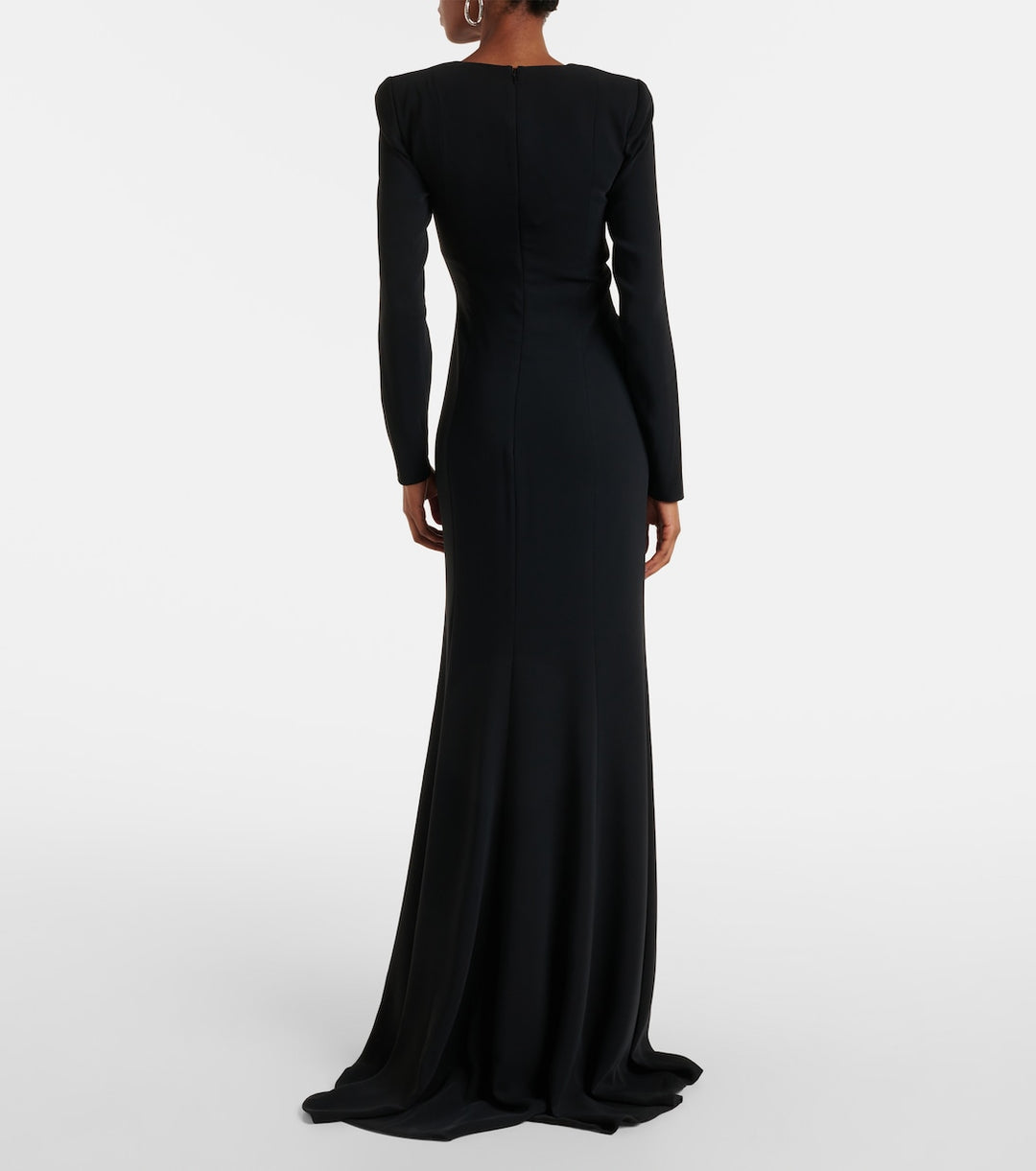 Long sleeve square-neck gown with jeweled waist accents – ÉCLAT