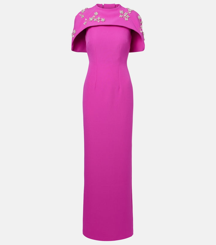 Embellished cape gown with straight silhouette – SKYLA