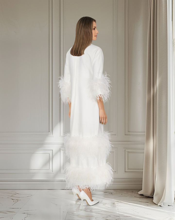 Ostrich feathered loose dress