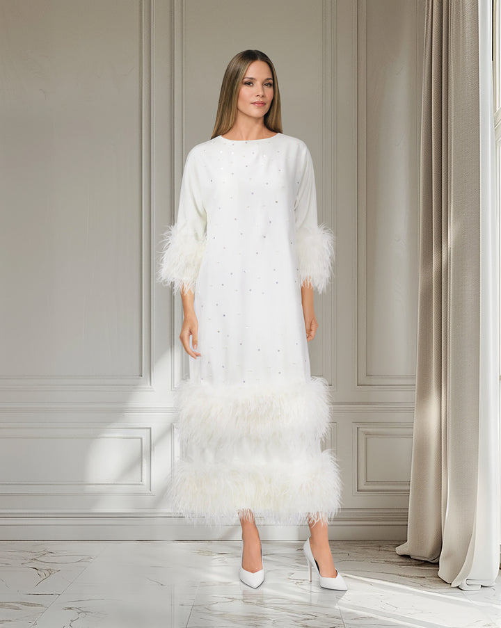 Ostrich feathered loose dress